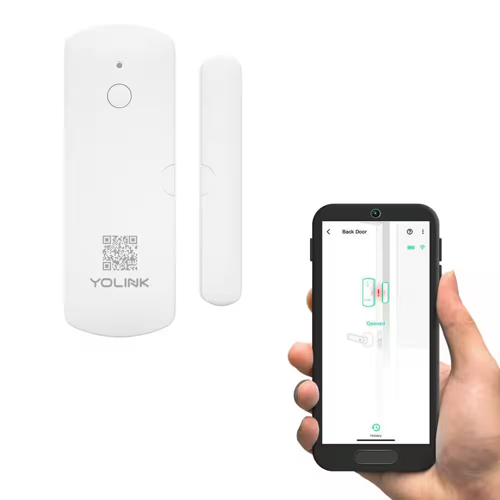 YoLink home security wireless door/window sensor with smartphone monitoring and long-range connectivity